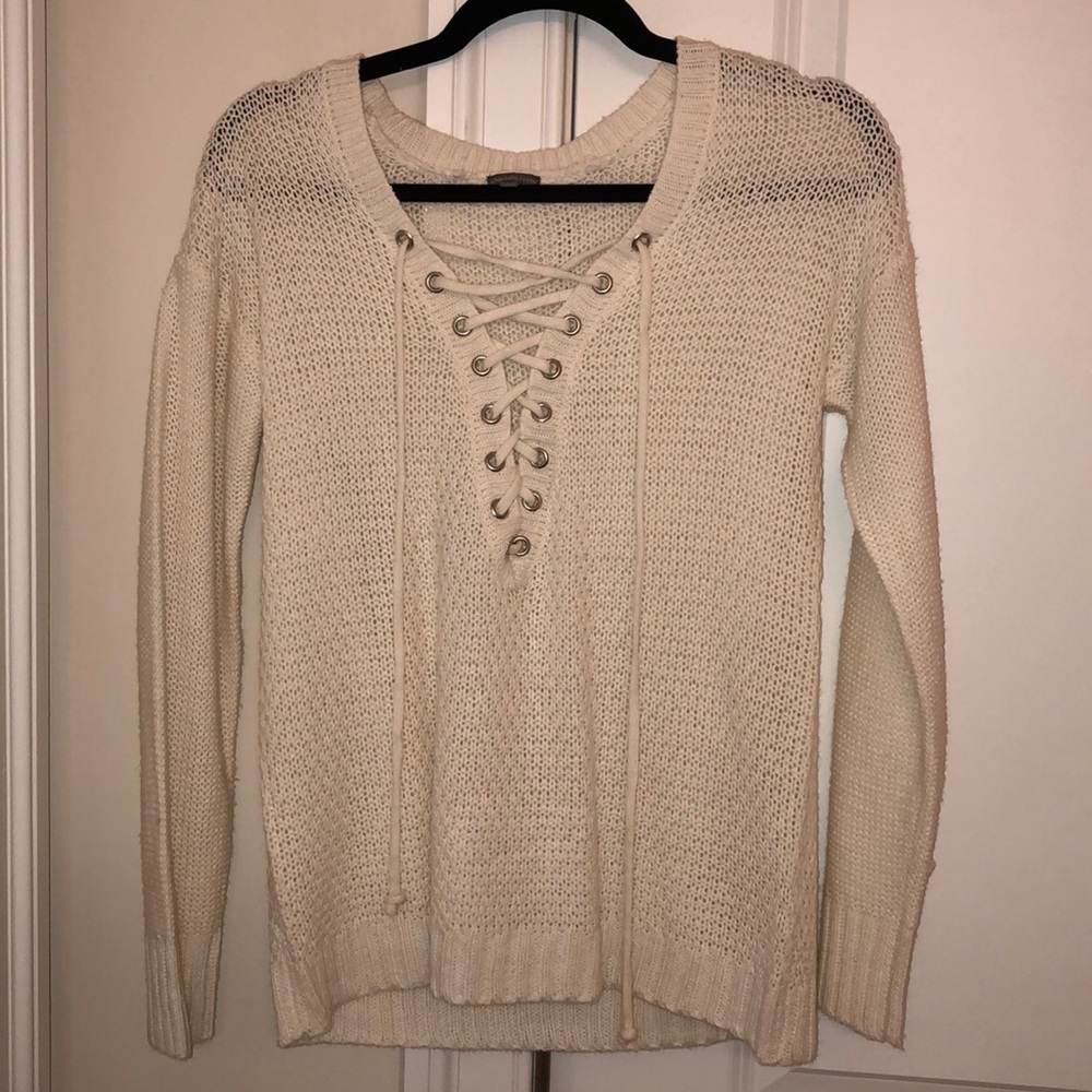 Lace-Up Sweater